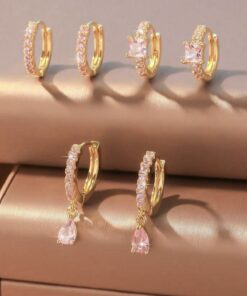 80417 -  Set 3 par Zarcillos cristales rojo con colgante