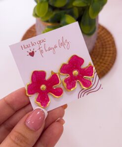 80118 - Zarcillos acero flor fucsia