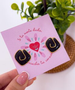 80097 - Zarcillos acero espiral negro