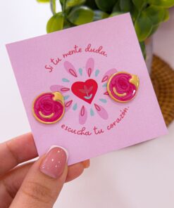 80052-4 Zarcillos acero luna fucsia