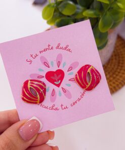 80053 - Zarcillos esmaltado remolino rojo