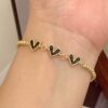 41173-7 Pulsera balines triple corazon negro
