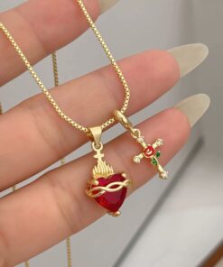 21031 - Collar armado corazon cruz