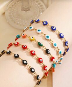 Alternative view of 41181-3 Pulsera Acero ojos turco blanco