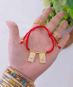 41168-3 Pulsera roja balines escapulario estrella / luna
