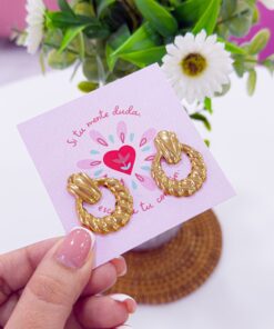 80013 - Zarcillos acero dorado