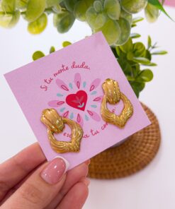 80020 - Zarcillos acero dorado