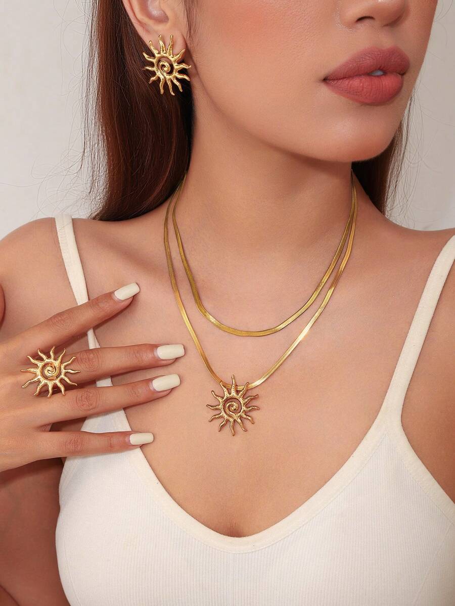 21010 - SET Collar, anillo y zarcillos sol