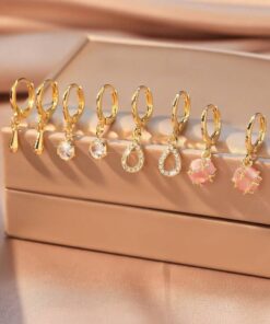 80438 - Set 4 Zarcillos dorado con cristales