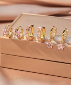 80439 - Set 3 Zarcillos dorado con cristales