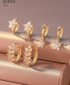 80437 - Set 3 Zarcillos dorado con cristales