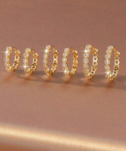 80434 - Set 3 Zarcillos dorado con cristales