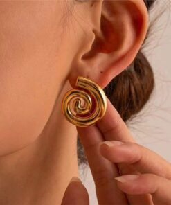 80134 - Zarcillos acero dorado espiral