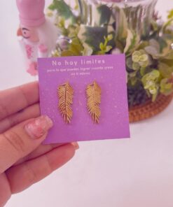 80053 - Zarcillos acero dorado hoja