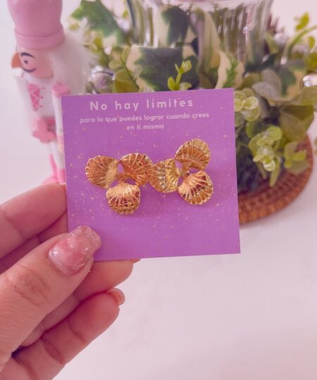 80054 - Zarcillos acero dorado flor