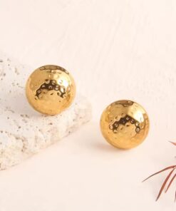 80142 - Zarcillos acero dorado pan pequeño