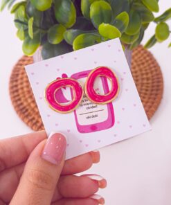 80148 - Zarcillos acero circular fuscia