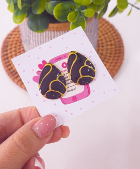 80150 - Zarcillos acero esmaltado negro