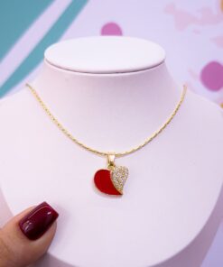 20025 - Collar armado corazon doble rojo