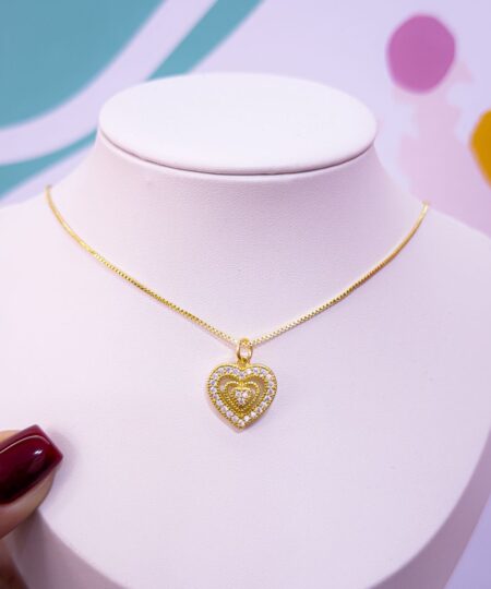 20027 - Collar armado corazon con cristales