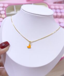 20083-9 Collar armado corazon mini Naranja claro