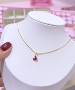 20083-7 Collar armado corazon mini morado