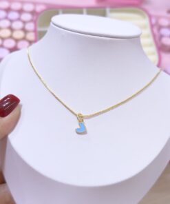 20083-6 Collar armado corazon mini azul claro