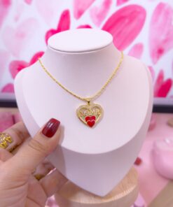 20338 - Collar armado mama en corazon rojo
