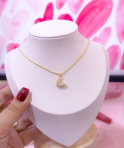 20344 - Collar armado corazon con cristales de lado