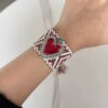 41085-3 Pulsera tela corazón marrón