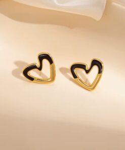 80239-2 Zarcillos acero esmaltado corazón