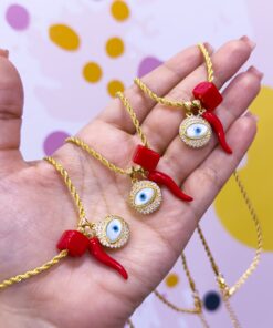 21027 - Collar armado san francisco ojo aji rojo