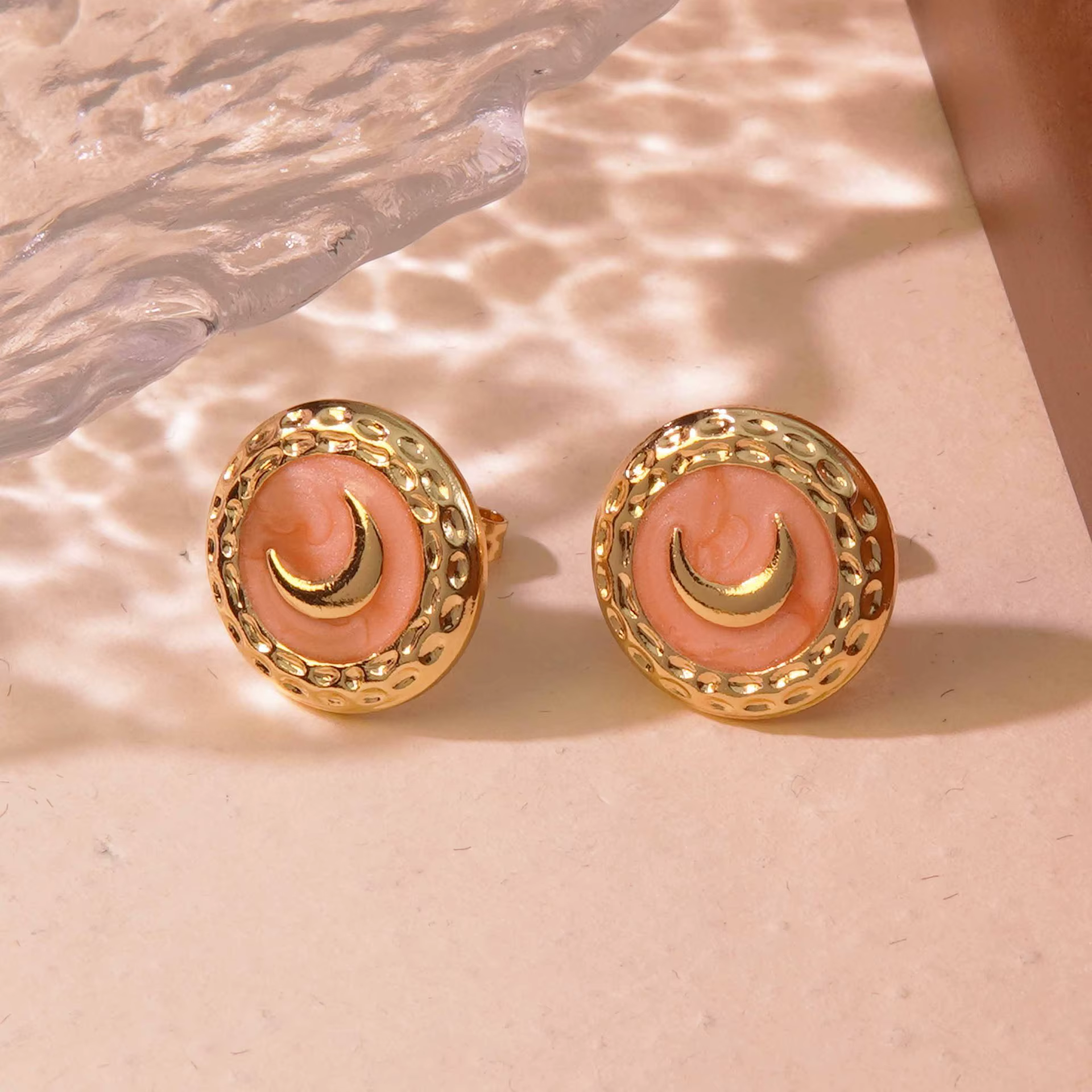 80081-3 Zarcillos acero mariposa salmon