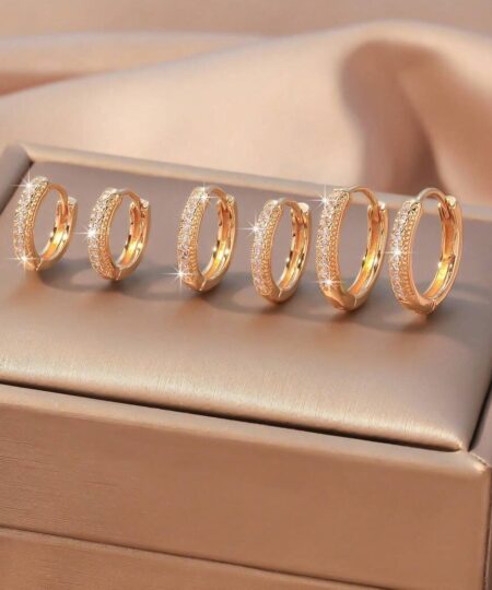 80445 - Set 3 Zarcillos dorado con cristales