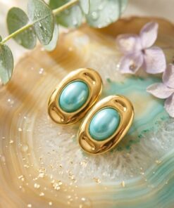 80135 - Zarcillos acero perla verde