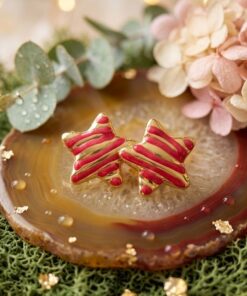 80138 - Zarcillos acero estrella rojo