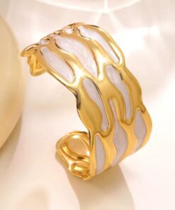 41014 - Pulsera acero dorada blanco