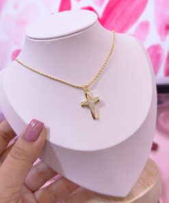 20144 - Collar armado cruz con cristales