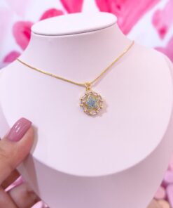 20180 - Collar armado estrella en circulo turquesa