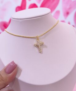 20203 - Collar armado cruz con cristales