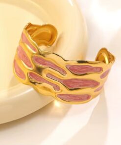 41014-2 Pulsera acero dorada fucsia