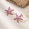 80110-5 Zarcillos acero esmaltado estrella morado
