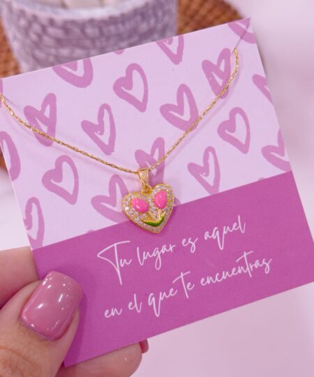 20208 - Collar armado corazon con ojos rosa