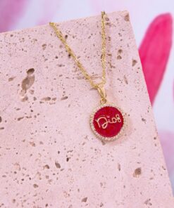 20075 - Collar armado dios esmaltado con cristales rojo - COLLAR