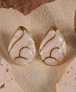 80150-1 Zarcillos acero esmaltado blanco