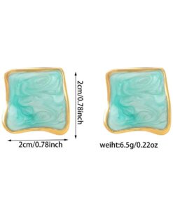80172-2 Zarcillos acero esmaltado turquesa cuadro