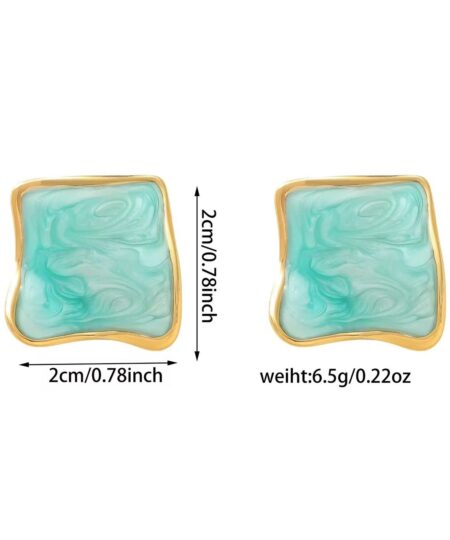 80172-2 Zarcillos acero esmaltado turquesa cuadro